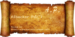 Albecker Pál névjegykártya